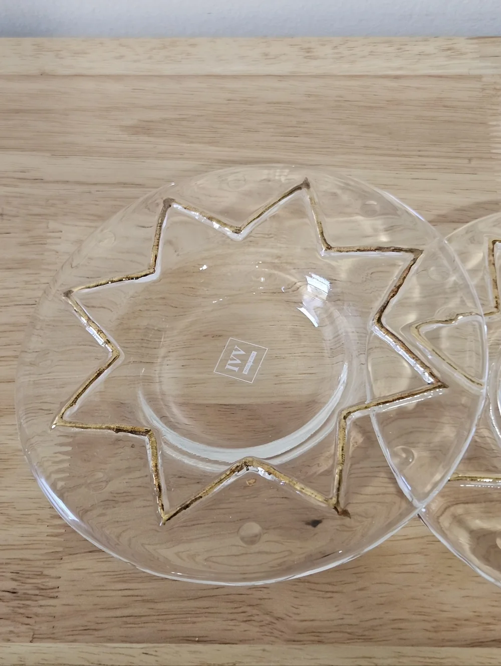 Pair of Italian Glass and Gold Candle Holders